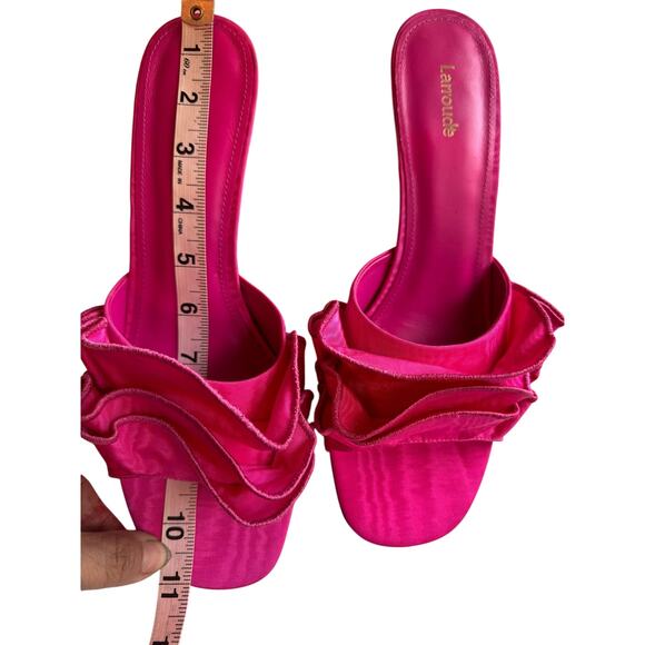 Larroudé Colette Ruffle Slide Sandal Magenta Pink Women’s Size 11 - Picture 8 of 12